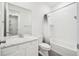 Well-lit bathroom with a single sink vanity, toilet, and shower/tub combo offers essential amenities at 5128 Preserve Pl, Firestone, CO 80504