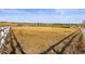 Open grass horse property with fencing around the perimeter on a clear, sunny day at 595 W Oak Hill Ln, Castle Rock, CO 80108