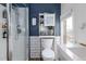 Stylish bathroom with a glass shower, modern toilet and vanity, and contemporary design at 2358 N Ogden St # B, Denver, CO 80205