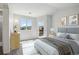 A bright bedroom featuring neutral colors, mountain views, and light wood furniture at 4286 S Eldridge St # 202, Morrison, CO 80465