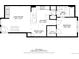 Detailed floor plan featuring an open-concept living room, dining area, kitchen, bathroom, and bedroom at 3026 W Prentice Ave # H, Littleton, CO 80123