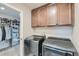 Convenient laundry room with washer, dryer, and cabinets at 1489 W 171St Pl, Broomfield, CO 80023