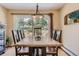 Cozy dining room with a hardwood table and chairs, neutral paint, and view to back yard at 6227 Colorow Dr, Morrison, CO 80465