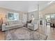 Bright living room with modern furniture, large windows, and an inviting open layout to the kitchen at 17411 E Layton Dr, Aurora, CO 80015