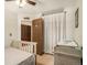 Bedroom with door ajar to the closet and showing neutral decor, plus ceiling fan at 5310 E Manchester Dr, Castle Rock, CO 80104