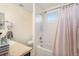 Clean bathroom with shower/tub combo and updated fixtures at 20572 E Girard Dr, Aurora, CO 80013