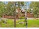 Exterior view of a home showcasing its wood exterior and outdoor seating on a spacious deck at 29857 Park Village Dr, Evergreen, CO 80439