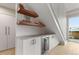 Unique bar area design under a staircase with a beverage fridge and direct access to the outside at 3233 Tejon St # 305, Denver, CO 80211