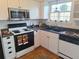 White kitchen with stainless steel appliances and a double sink at 7505 W Yale St # 2103, Denver, CO 80227