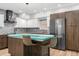 Stylish kitchen with stainless steel appliances, island seating, and chic hanging pendant lights at 3295 Blake St # 102, Denver, CO 80205