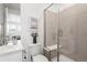 Contemporary bathroom featuring a glass-enclosed shower and stylish decor at 17121 Desert Wine Ln, Parker, CO 80134