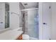 Bathroom with shower/tub combo and wood vanity at 3082 S Wheeling Way # 408, Aurora, CO 80014