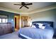 Comfortable bedroom with a ceiling fan, neutral walls, and carpet flooring, offering a cozy retreat at 1120 Brenthaven Ct, Monument, CO 80132