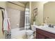 Well-maintained bathroom with tub and shower combination and neutral color palette at 19814 Lindenmere Dr, Monument, CO 80132