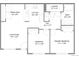Detailed floor plan showing the layout of the house, including the living room, kitchen, bedrooms, and bathroom at 2809 Syracuse Ct # 129, Denver, CO 80238