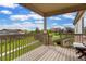 Inviting covered back deck with beautiful views of the green landscape and walking path at 26143 E Fremont Pl, Aurora, CO 80016