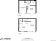 Detailed floor plan featuring two floors with a kitchen, living room, primary bedroom, and bath at 1349 Race St # 5, Denver, CO 80206