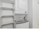 Convenient in-unit stackable washer and dryer with shelving for storage at 1514 S Ouray Cir # B, Aurora, CO 80017
