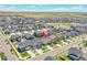 Aerial view of a residential community with green spaces and mountain views at 4040 Eaton Park St, Aurora, CO 80019