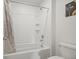 Clean bathroom with shower and tub, and toilet at 562 Twilight Ct, Fort Lupton, CO 80621