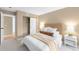 Cozy bedroom featuring a woven headboard, plush bedding, and a closet, creating a relaxing retreat at 921 S Walden Street # 205, Aurora, CO 80017