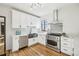 Modern kitchen with white cabinets, stainless steel appliances, and quartz countertops at 1155 Garfield St, Denver, CO 80206