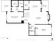 This floor plan outlines the upper level, highlighting the primary bedroom, eat-in kitchen, living room, and bedroom at 12406 E Pacific Cir # D, Aurora, CO 80014