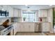 Modern kitchen with white cabinets, stainless steel appliances, and granite countertops at 12406 E Pacific Cir # D, Aurora, CO 80014