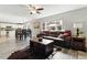 Open concept living room with adjacent kitchen, dining area, and comfortable seating, perfect for modern living at 18130 Bolero Dr, Parker, CO 80134