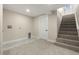 Finished basement with plush carpeting, fresh paint and easy access to the upper level at 1045 Locust St, Denver, CO 80220