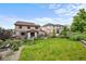 Wide backyard with a stone patio and lush green lawn perfect for entertaining at 2575 Mccracken Ln, Castle Rock, CO 80104