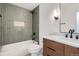 Updated bathroom featuring a tub, shower and modern fixtures at 9455 W 37Th Ave, Wheat Ridge, CO 80033