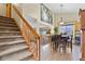 Inviting dining area with a view of the staircase and kitchen at 2957 W Rowland Ave, Littleton, CO 80120