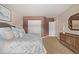 Bedroom with neutral walls, carpet, and large closet for ample storage space at 228 Emerald Ct, Castle Rock, CO 80104