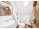 Bright bathroom features a stand alone sink and skylight at 3110 N Franklin St, Denver, CO 80205