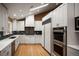 Well-lit kitchen featuring stainless steel appliances, white cabinets, and stylish backsplash at 250 S Dahlia St, Denver, CO 80246