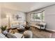 Bright and airy living room featuring modern furniture, stylish decor, and a bay window with plenty of natural light at 8258 Cherokee St, Denver, CO 80221