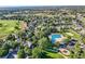 Beautiful aerial view of a community showcasing a pool, playground, and green spaces at 13891 Muirfield Ct, Broomfield, CO 80023