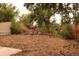 Backyard featuring a storage shed, wood fence and mature trees at 6213 Gray St, Arvada, CO 80003