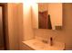 A well-lit bathroom boasts a clean white vanity with a sink and storage at 6213 Gray St, Arvada, CO 80003