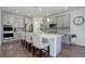 Bright kitchen featuring gray cabinetry, an island with bar seating, and modern stainless appliances at 9750 Taylor River Cir, Littleton, CO 80125