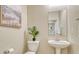 The powder room is charming with a pedestal sink, and a decorative mirror at 17225 Lark Water Ln # C, Parker, CO 80134