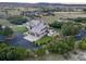 Stunning aerial view of an estate home with lush landscaping and a circular driveway at 3080 Big Bear Dr, Sedalia, CO 80135