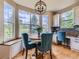 Charming breakfast nook with built-in seating, surrounded by large windows offering scenic views, and custom cabinets at 2896 Gemini Loop, Broomfield, CO 80023