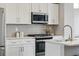 Modern kitchen featuring white cabinets, stainless steel appliances, and stylish countertops at 1919 Eaton St, Lakewood, CO 80214