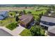 Stunning aerial view of home, showcasing impeccable landscaping and neighboring open space at 1294 Kittery St, Castle Rock, CO 80104