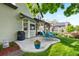 Beautiful backyard with mature trees, lush grass, and a patio area for outdoor enjoyment at 8040 W 78Th Cir, Arvada, CO 80005