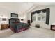 Bright main bedroom with vaulted ceiling, shuttered windows, and attractive decor at 20886 Parliament Pl, Parker, CO 80138