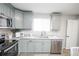 Bright kitchen with updated appliances, granite countertops, and modern cabinetry with natural light from the window at 5539 Atchison St, Denver, CO 80239