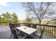 Relaxing outdoor deck with table seating offering panoramic views of the green landscape at 23427 Song Bird Hills Pl, Parker, CO 80138